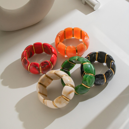 Bracelets élastiques étanches en résine et acier inoxydable pour femmes 2