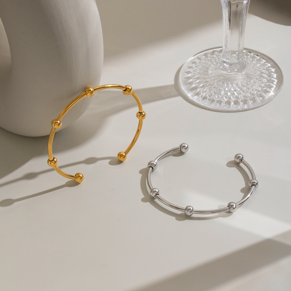 Bracelets Manchettes Étanches En Acier Inoxydable Couleur Or Pour Femmes Image2