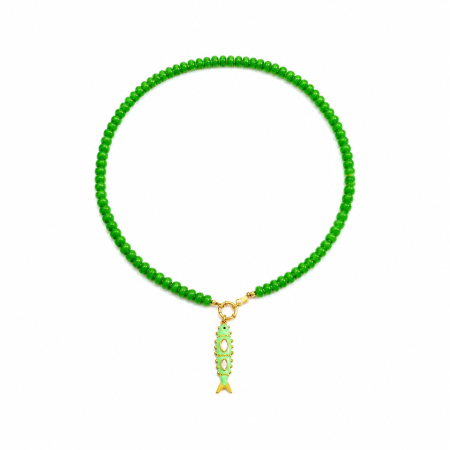 Colliers de perles pour femmes, collection romantique, motif poisson et étoile de mer, en verre doré.
