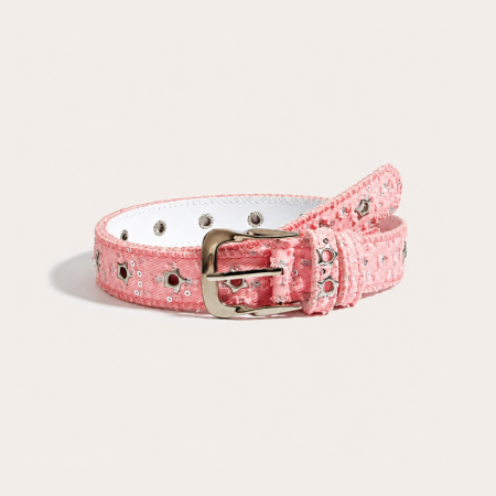 Ceinture décorative en tissu patchwork uni couleur assortie à rivets étoiles, série simple 2