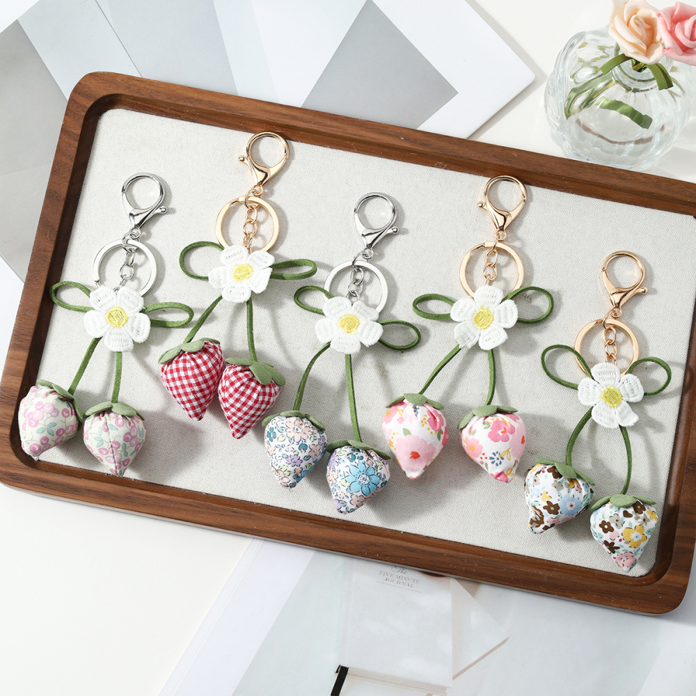 Breloques De Sac En Alliage Fraise, Nœud Papillon Et Fleur Douce, Série Simple Image3