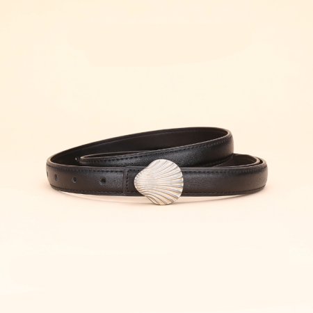 Ceinture en cuir coquillage style océanique, couleur unie, série simple