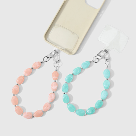 Chaîne de téléphone en alliage avec perles unies de couleur unie, série simple. 2