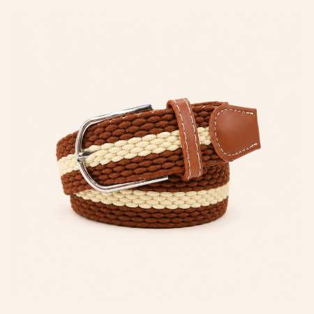 Ceinture en nylon tissé à rayures décontractées de couleur assortie, série simple 2