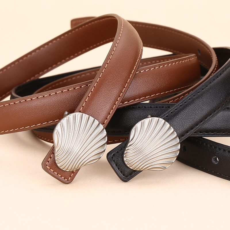 Ceinture En Cuir Coquillage Style Océanique, Couleur Unie, Série Simple Image7