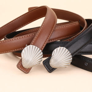 Ceinture En Cuir Coquillage Style Océanique, Couleur Unie, Série Simple h5 Image7