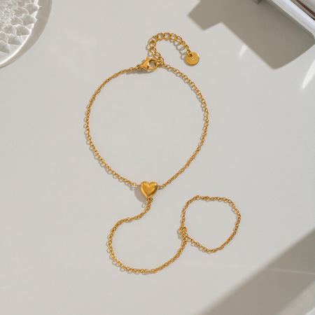 Chaîne de poignet Daily Heart pour femme, en acier inoxydable étanche couleur or