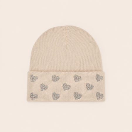 Bonnet Simple Series Sweet Heart uni en polyester orné de strass