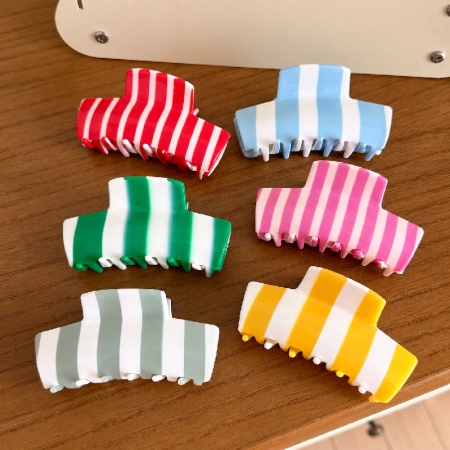 Pinces à cheveux Simple Series Daily Stripe en acétate de couleurs mélangées