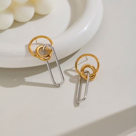 Boucles d'oreilles pendantes pour femme, en acier inoxydable doré, forme géométrique, étanches