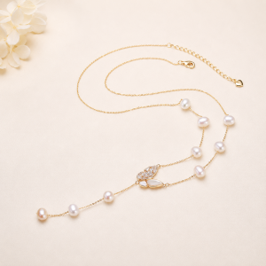 Collier De Perles Pour Femme, Collection Simple Series Elegant Beads, Perles Papillon D'Eau Douce, Plaqué Platine h5 