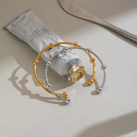 Bracelets manchettes étanches en acier inoxydable couleur or pour femmes