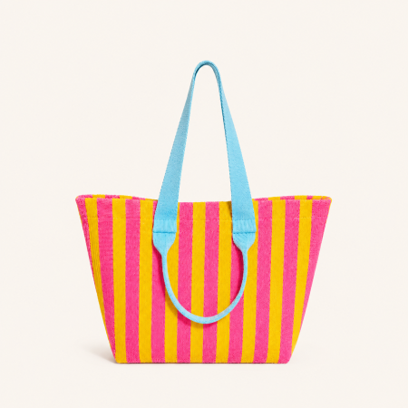 Sac cabas femme en polyester tissé à rayures multicolores style décontracté