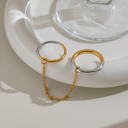 Bagues minimalistes étanches en acier inoxydable bicolore or et argent