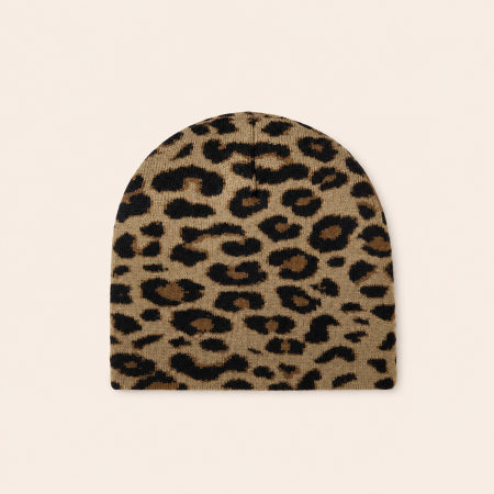 Bonnet en polyester à imprimé léopard rétro de la série Simple, couleurs assorties