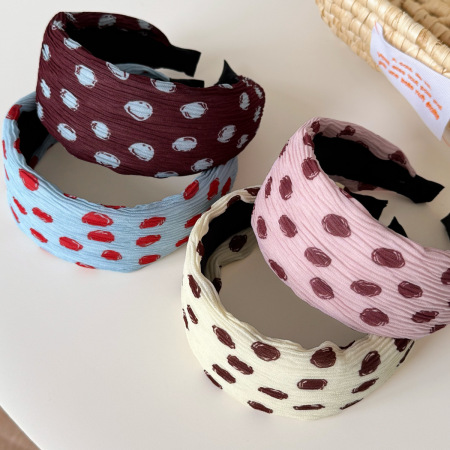 Bandeaux à cheveux en polyester à pois rétro multicolores de la série Simple