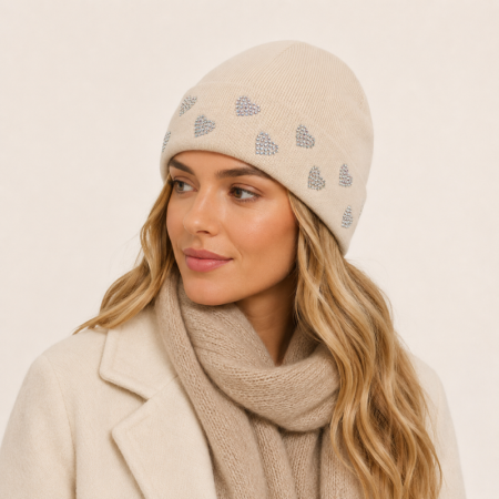 Bonnet Simple Series Sweet Heart uni en polyester orné de strass 2