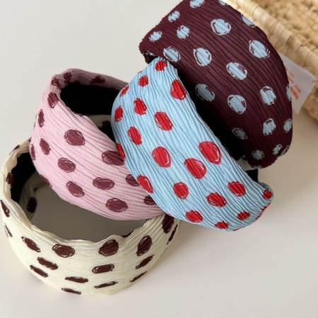Bandeaux à cheveux en polyester à pois rétro multicolores de la série Simple 2