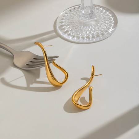 Boucles d'oreilles puces pour femmes en acier inoxydable, étanches, en forme de U, couleur or