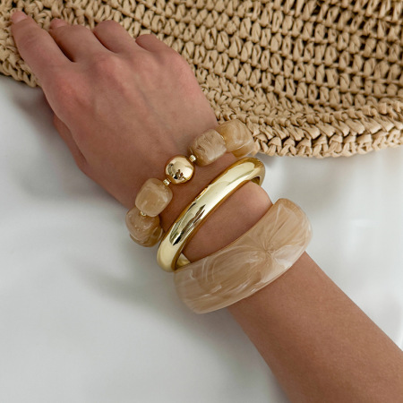 Ensembles de bracelets pour femmes en perles de résine à dégradé de couleurs 2
