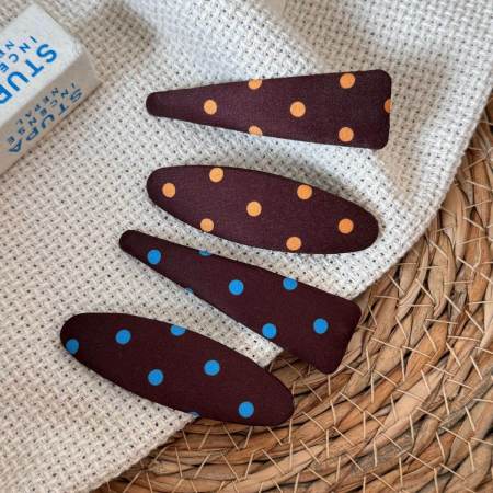 Pinces à cheveux en tissu à pois unis, style rétro, de la série Simple