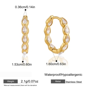 Boucles D'Oreilles Créoles Élégantes En Acier Inoxydable Imperméable, Style Patchwork Simple, Pour Femmes h5