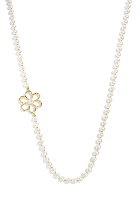 Colliers longs en perles d'imitation, motif floral, collection Douceur et Simplicité au quotidien, bijoux pour femmes
