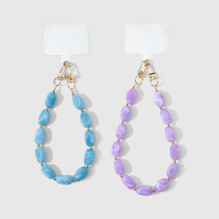 Chaîne de téléphone en alliage avec perles unies de couleur unie, série simple.