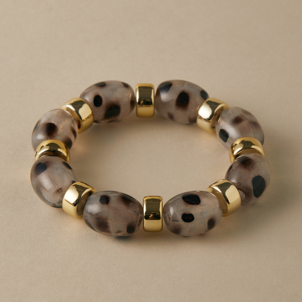 Bracelets En Résine À Perles Imprimé Léopard De Forme Irrégulière Rétro Pour Femmes