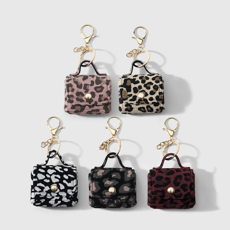 Porte-clés en alliage à imprimé léopard rétro multicolore, série simple