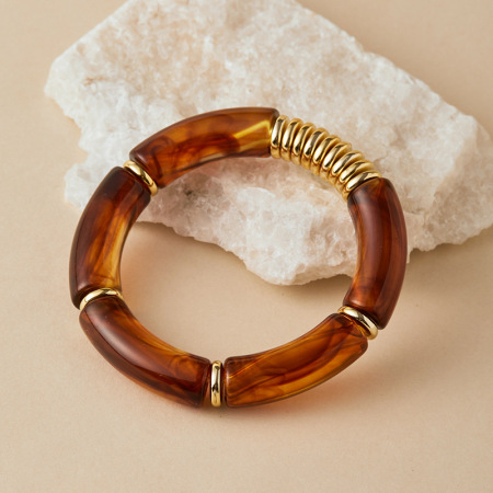 Bracelets élastiques patchwork en résine à imprimé léopard pour femmes 2