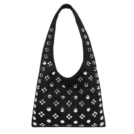 Sacs à bandoulière carrés pour femmes en daim uni, style Old Money, ornés de clous et de détails métalliques.