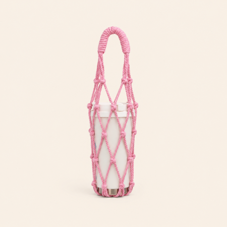 Housse de bouteille d'eau pour femme en maille tressée ajourée, couleur unie, style décontracté