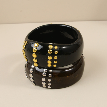 Bracelets pour femmes en résine à rivets et dégradé de couleurs punk 2
