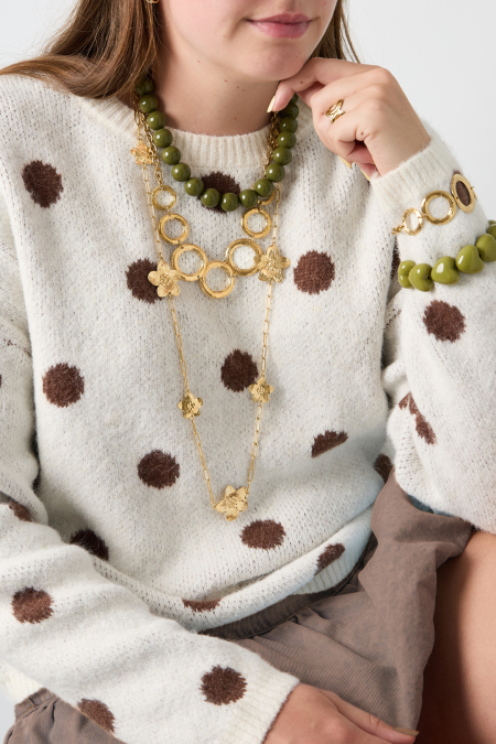 Colliers longs en acier inoxydable, motif floral, collection décontractée et simple pour femmes 2