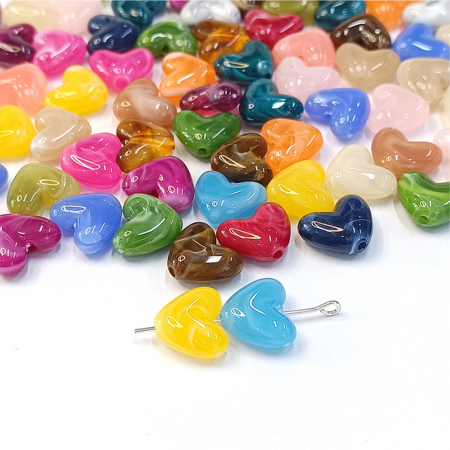Perles acryliques en forme de cœur à dégradé de couleurs