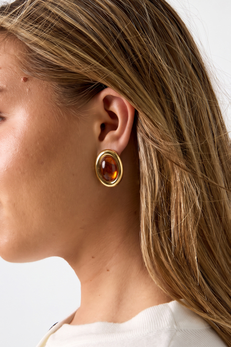 Boucles D'Oreilles Puces En Acier Inoxydable, Forme Elliptique, Collection Simple Et Décontractée Pour Femmes 2