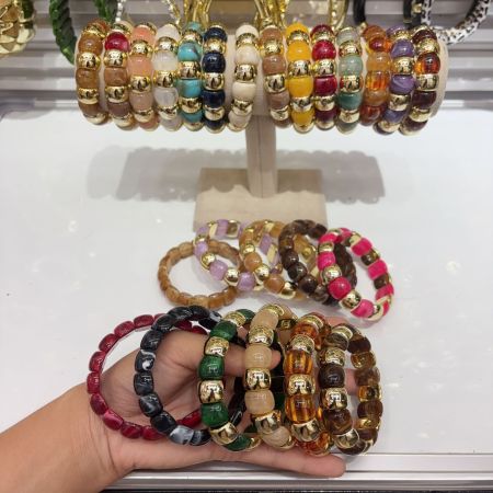 Bracelets de perles en résine à dégradé de couleurs pour femmes