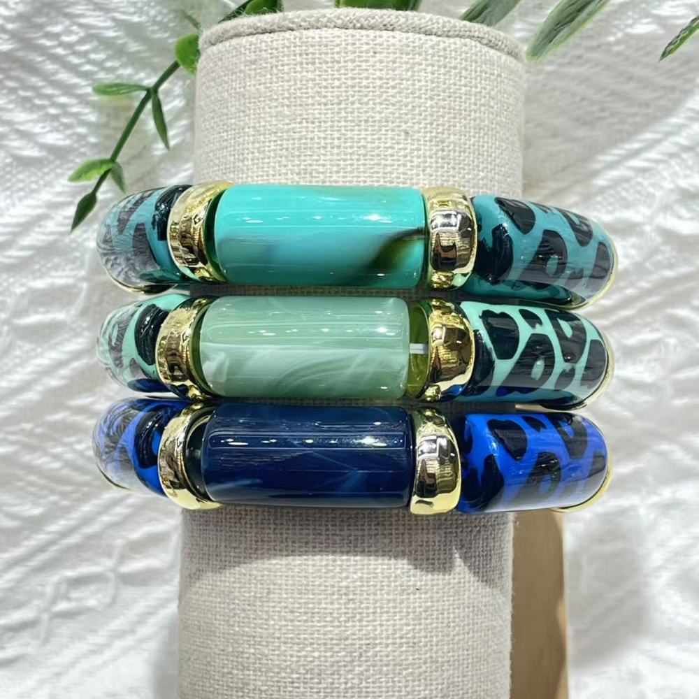 Bracelets Perlés En Résine À Motif Léopard Pour Femmes Ccb Image3