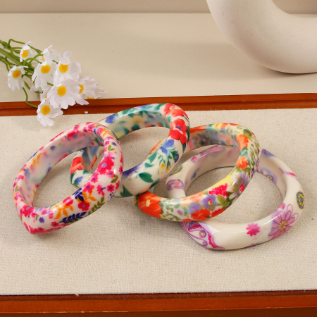 Bracelets en résine pour femmes, motif floral romantique 2