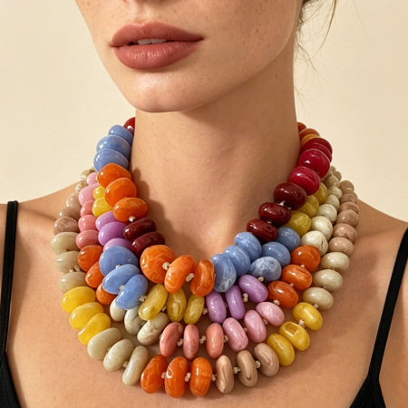 Colliers de perles pour femmes en résine multicolore de la collection Romantic Series Daily Beads 2