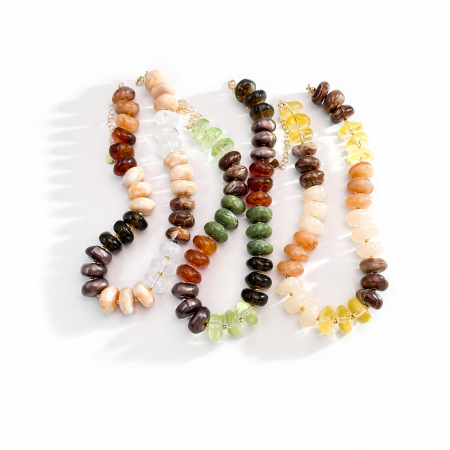 Colliers de perles rétro simples en résine à dégradé de couleurs pour femmes 2