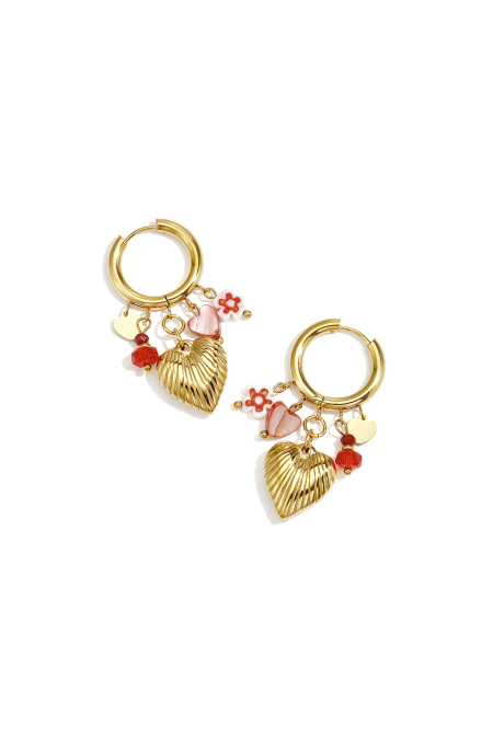 Boucles d'oreilles en acier inoxydable avec perles en forme de cœur, collection romantique décontractée pour le quotidien, bijoux pour femmes