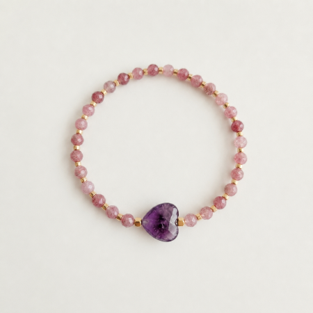 Bracelets à breloques pour femmes, collection romantique rétro, ornés de perles en forme de cœur et de pierres naturelles 2