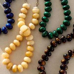 Colliers De Perles Rétro Pour Femmes, En Acrylique À Dégradé De Couleurs, Collection Romantique h5 Image2