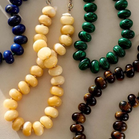 Colliers de perles rétro pour femmes, en acrylique à dégradé de couleurs, collection romantique 2