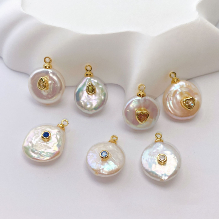 Pendentifs pour femmes en perles d'eau douce et zircon