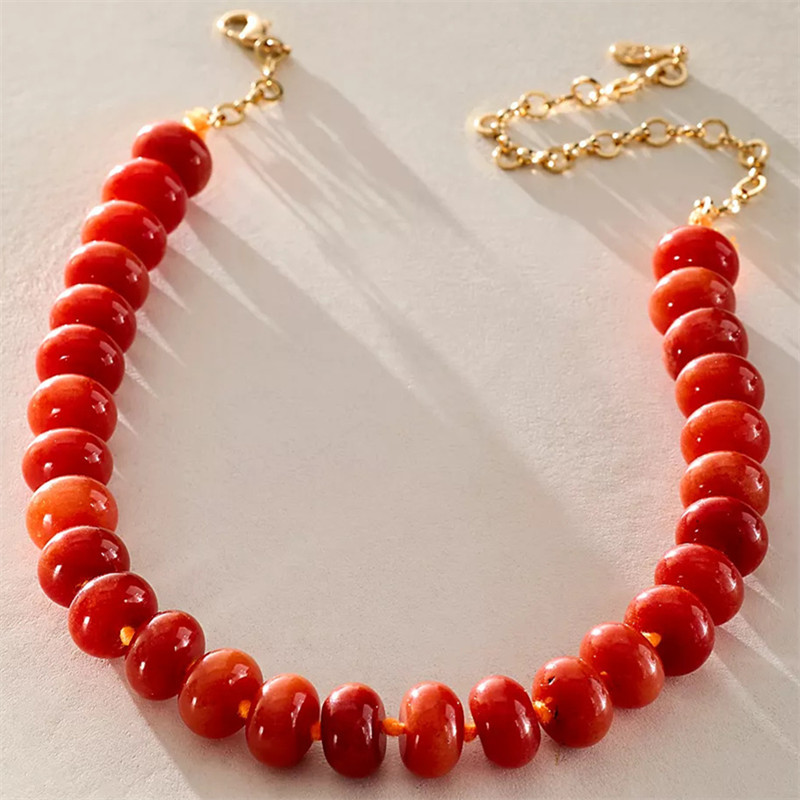 Colliers De Perles Rétro Pour Femmes, En Acrylique À Dégradé De Couleurs, Collection Romantique 