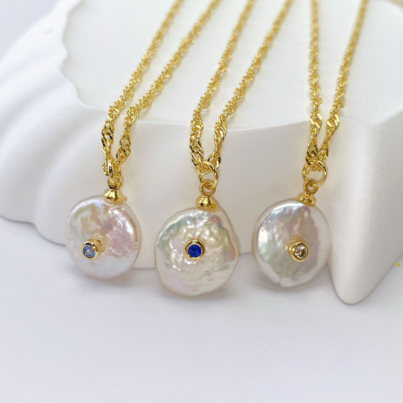 Pendentifs pour femmes en perles d'eau douce et zircon 2