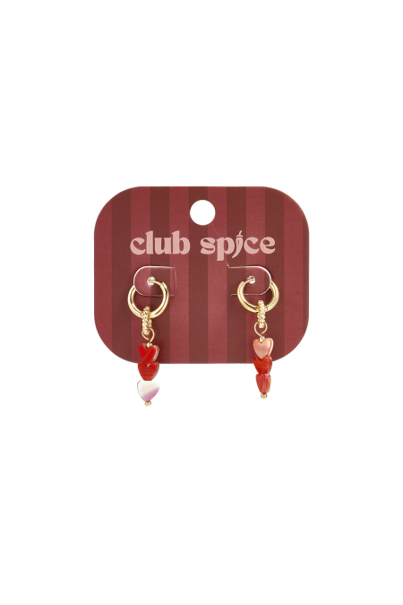 Petites boucles d'oreilles créoles avec 3 perles en forme de cœur 2